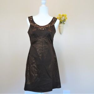 Hale Bob Chocolate Brown Jeweled Dress S